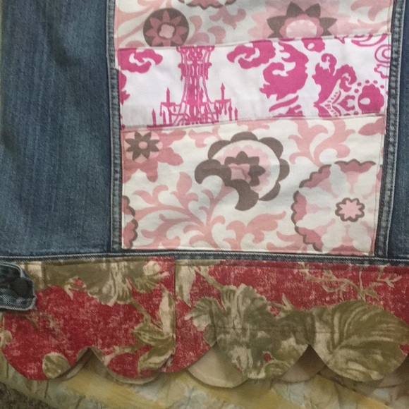 Handmade Upcycled Vest Denim fabric collage panel - Picture 4 of 4